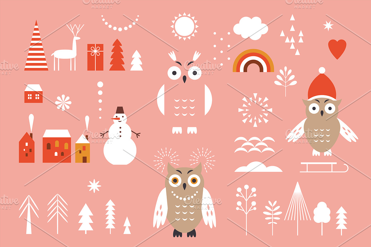 Christmas Illustration Set, a Seasonal Illustration by lenlis (Photo 4 of 8)