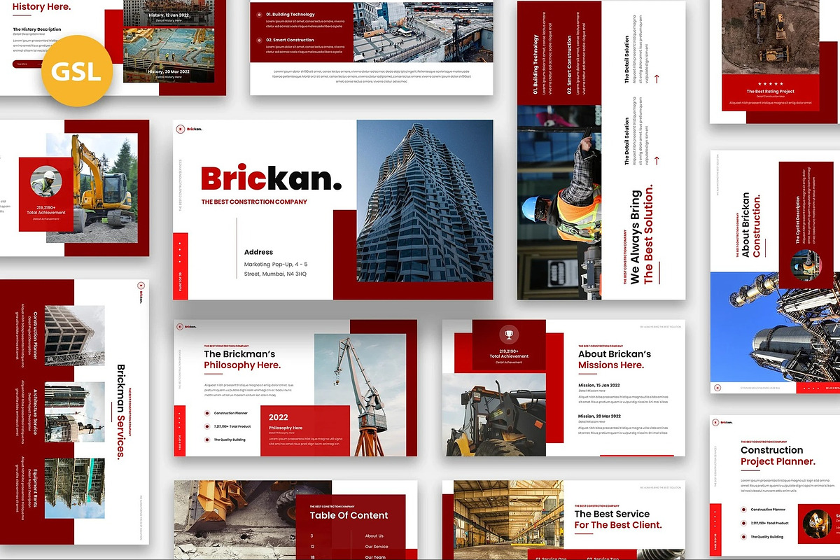 Brickan - Construction Google Slides, a Presentation Template by Fit-tee (Photo 1 of 6)