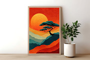 Sunset Mountain Illustration, a Decorative Illustration by Housui Patterns (Thumbnail 9 of 12)
