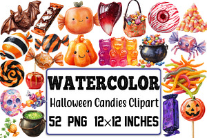 Halloween Clipart, Halloween Candies, an Illustration by Design Market