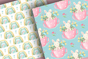 Easter Rainbows Rabbit digital paper, a Pattern Graphic by designloverstudio (Thumbnail 2 of 7)