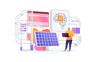 AI-Enhanced Renewable Energy, a Technology Illustration by Visual Generation