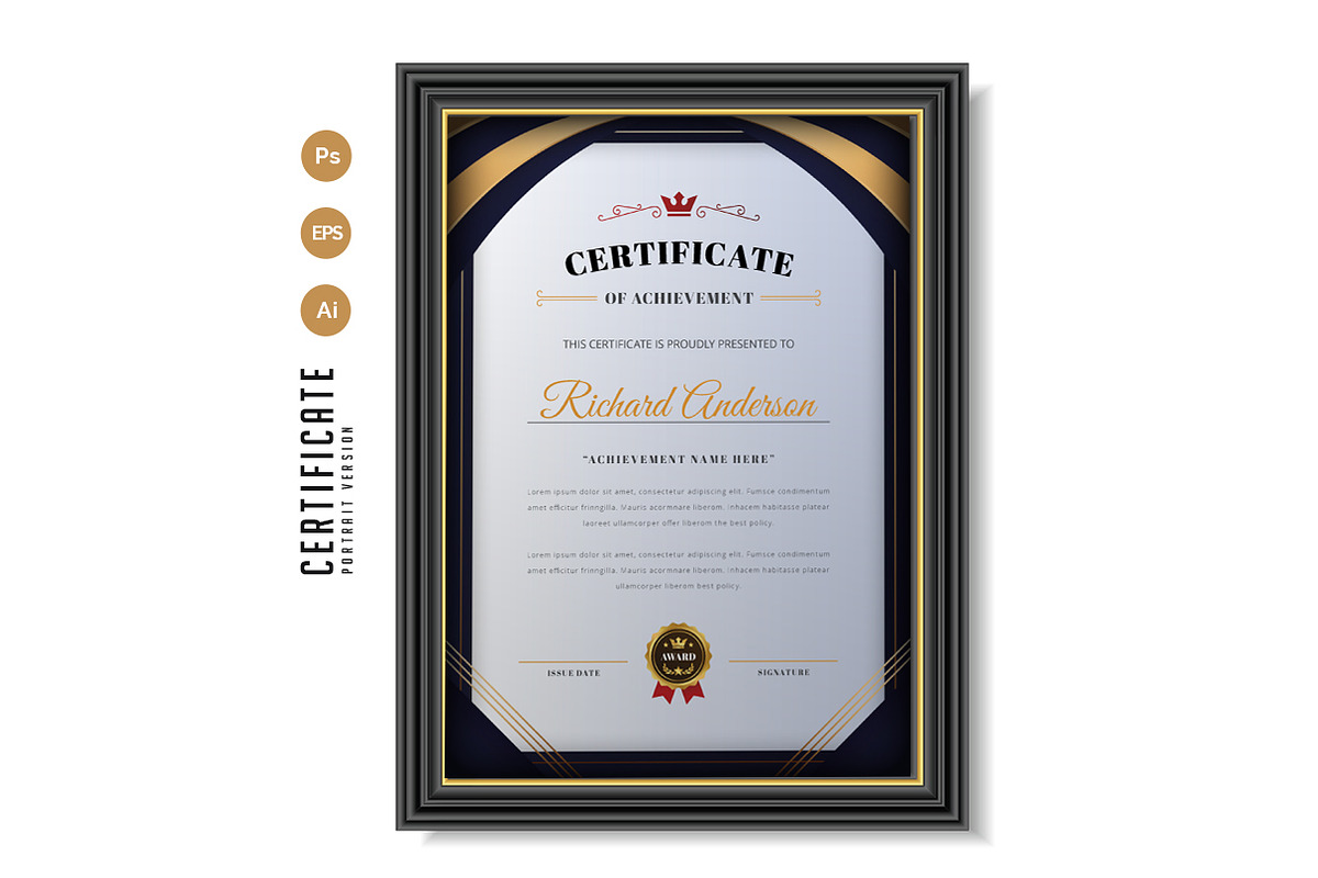 578. Modern Certificate Template, a Stationery Template by CreativeRezwan (Photo 2 of 2)