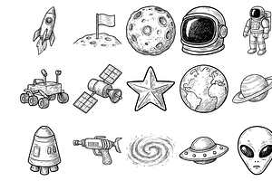 Space Exploration Icons, an Object Graphic by nikagraphic