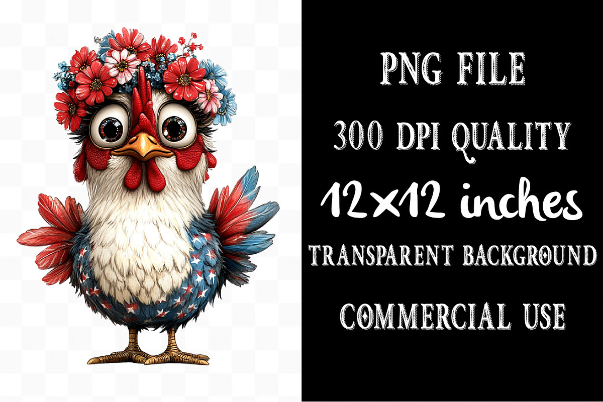 4th of July Chicken Clipart, a Seasonal Illustration by Designking (Photo 4 of 5)