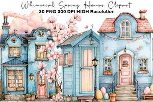 Whimsical Spring House Clipart, an Illustration by Black Bird Studio