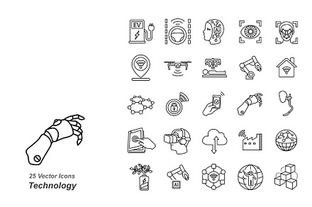 Thchnology outline vector icons