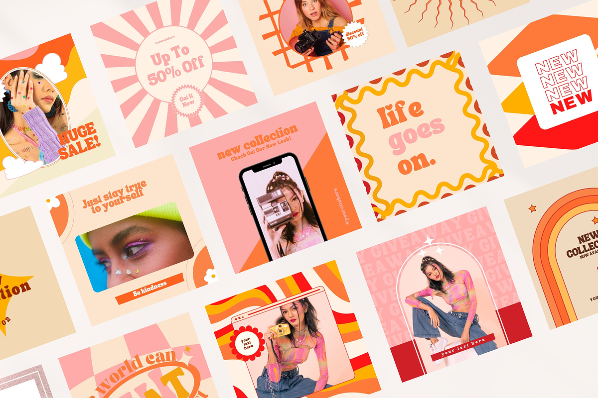 Retro Social Media Templates Canva, a Social Media Template by Boltik Studio (Photo 9 of 9)