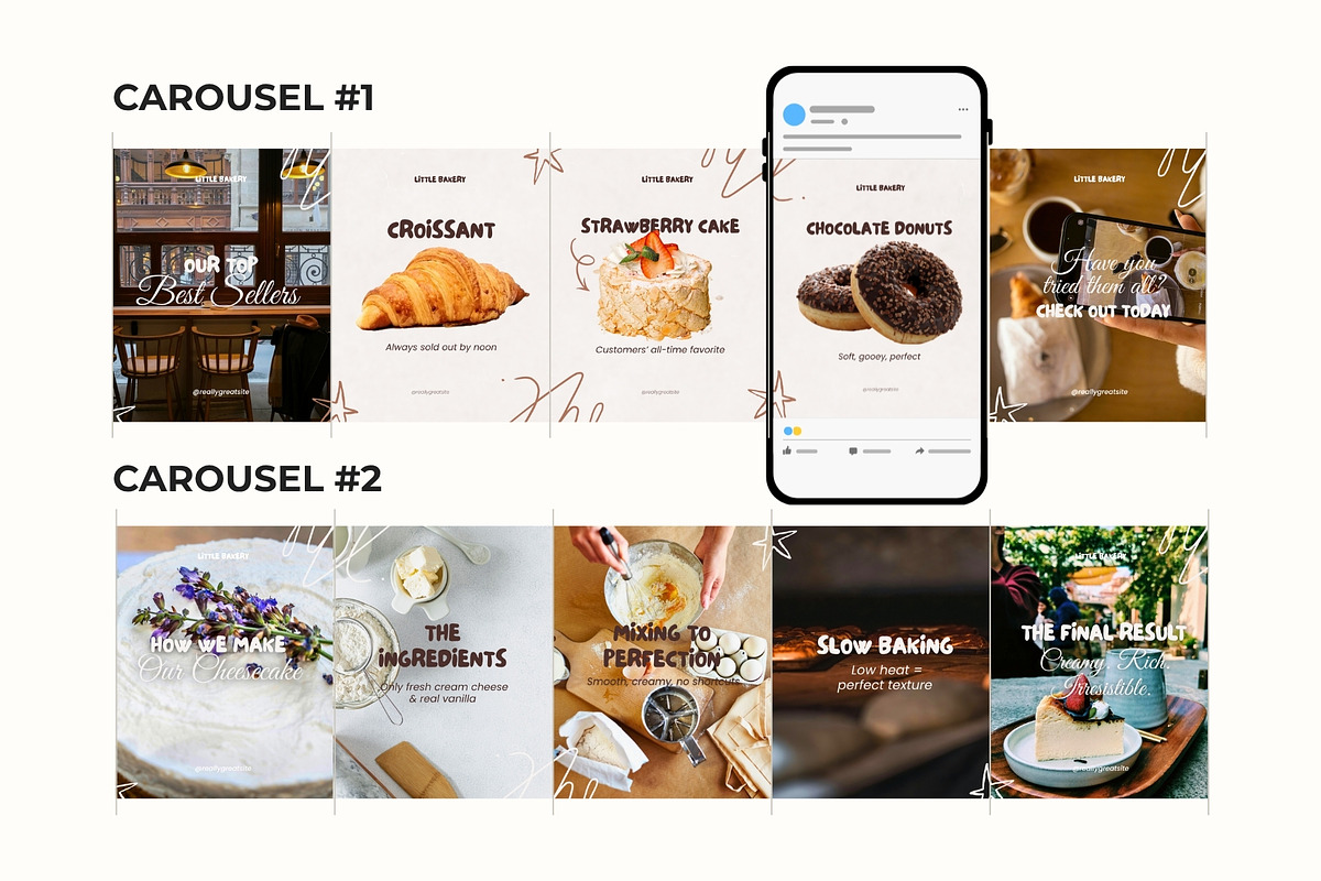 Bakery Seamless Carousels Instagram, a Social Media Template by Anna Design Studio (Photo 4 of 12)