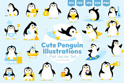 Cute Penguin Illustrations, an Illustration by Ilia Design (Thumbnail 1 of 6)