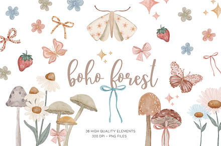 Watercolor Cottagecore Clipart, a Graphic by Murphy & Frank