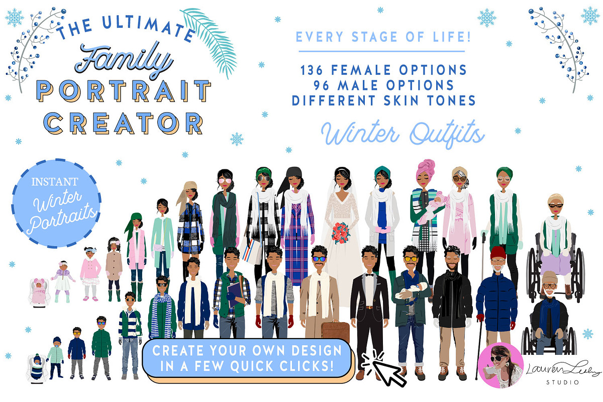 Portrait Creator Winter Family, a Person Illustration by Lauren Lesley Studio (Photo 9 of 17)
