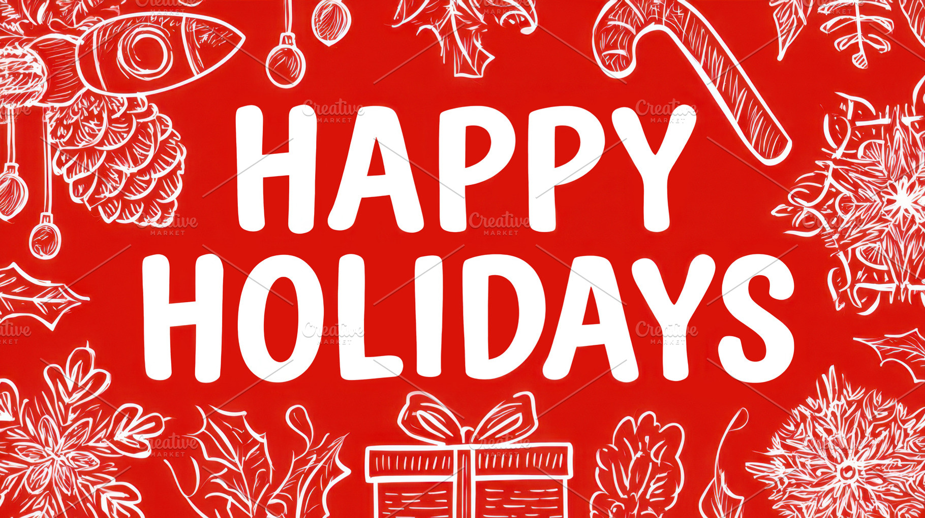 Happy holidays on red, a Photo by Beautiful things