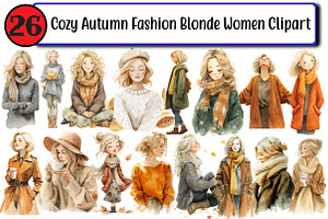 Cozy Autumn Fashion Blonde Women, an Illustration by Design Market