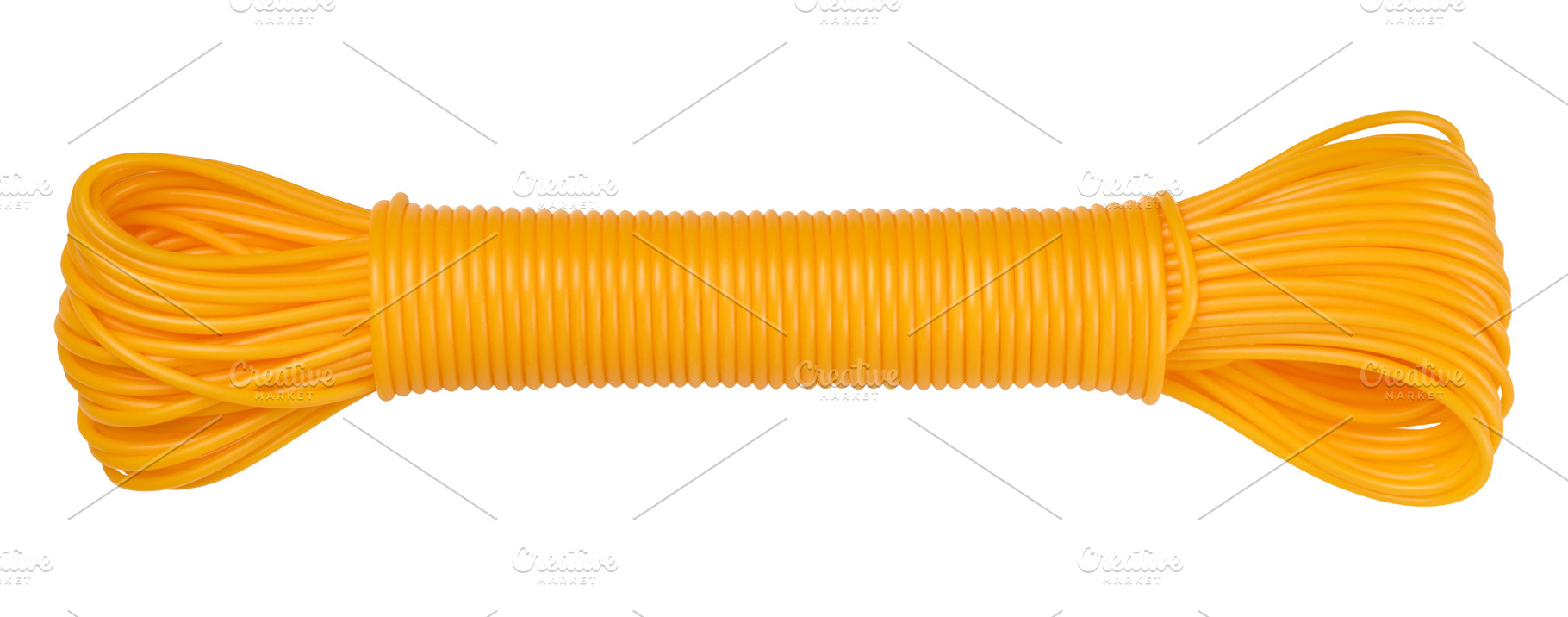 A bright orange plastic clothesline rolled into a roll., a Photo by ndanko