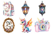 Watercolor Cute Unicorn Clipart, a Seasonal Illustration by CitraGraphics (Thumbnail 3 of 5)