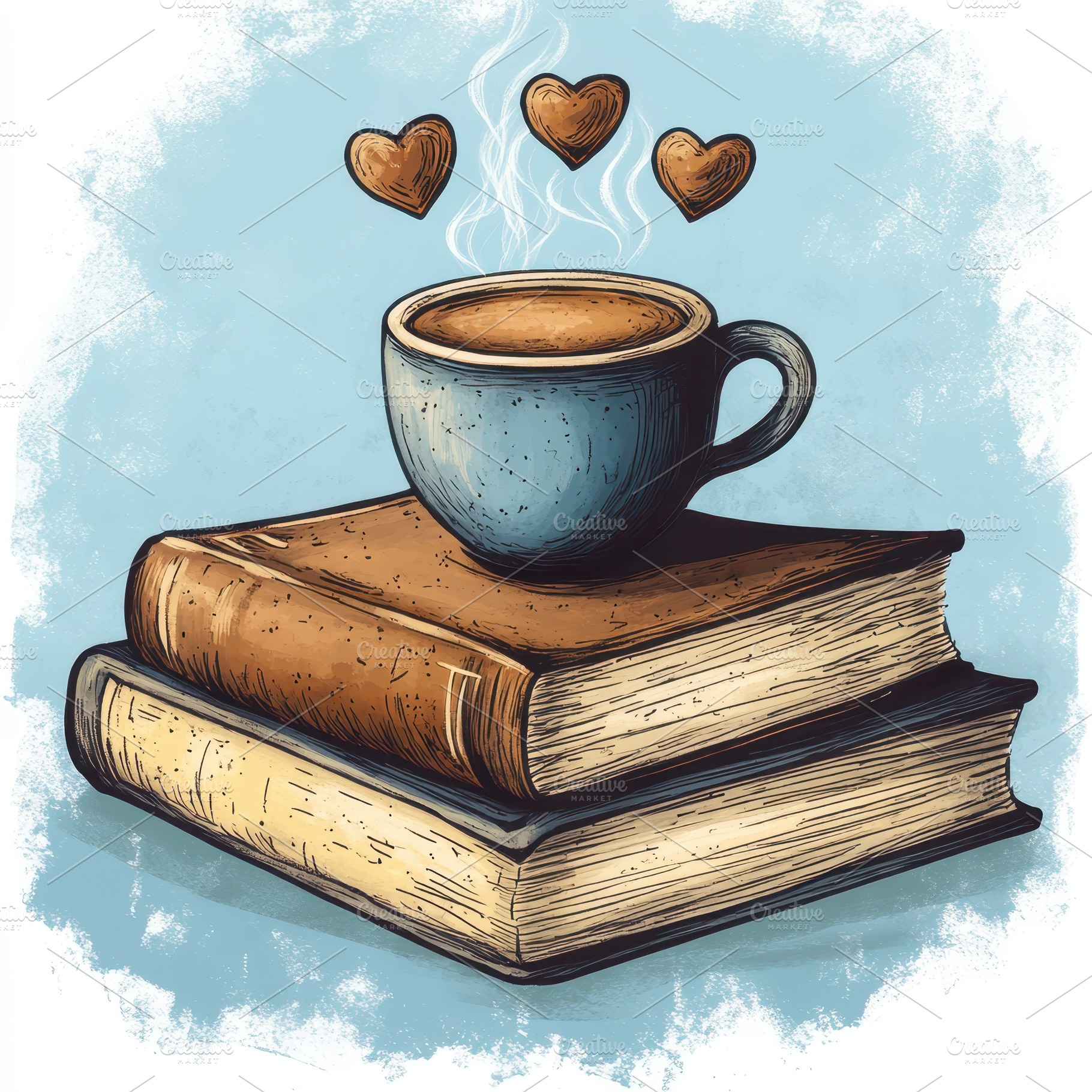 Cozy Coffee Break Books and Hearts, a Food & Drink Photo by Pixeness Studio
