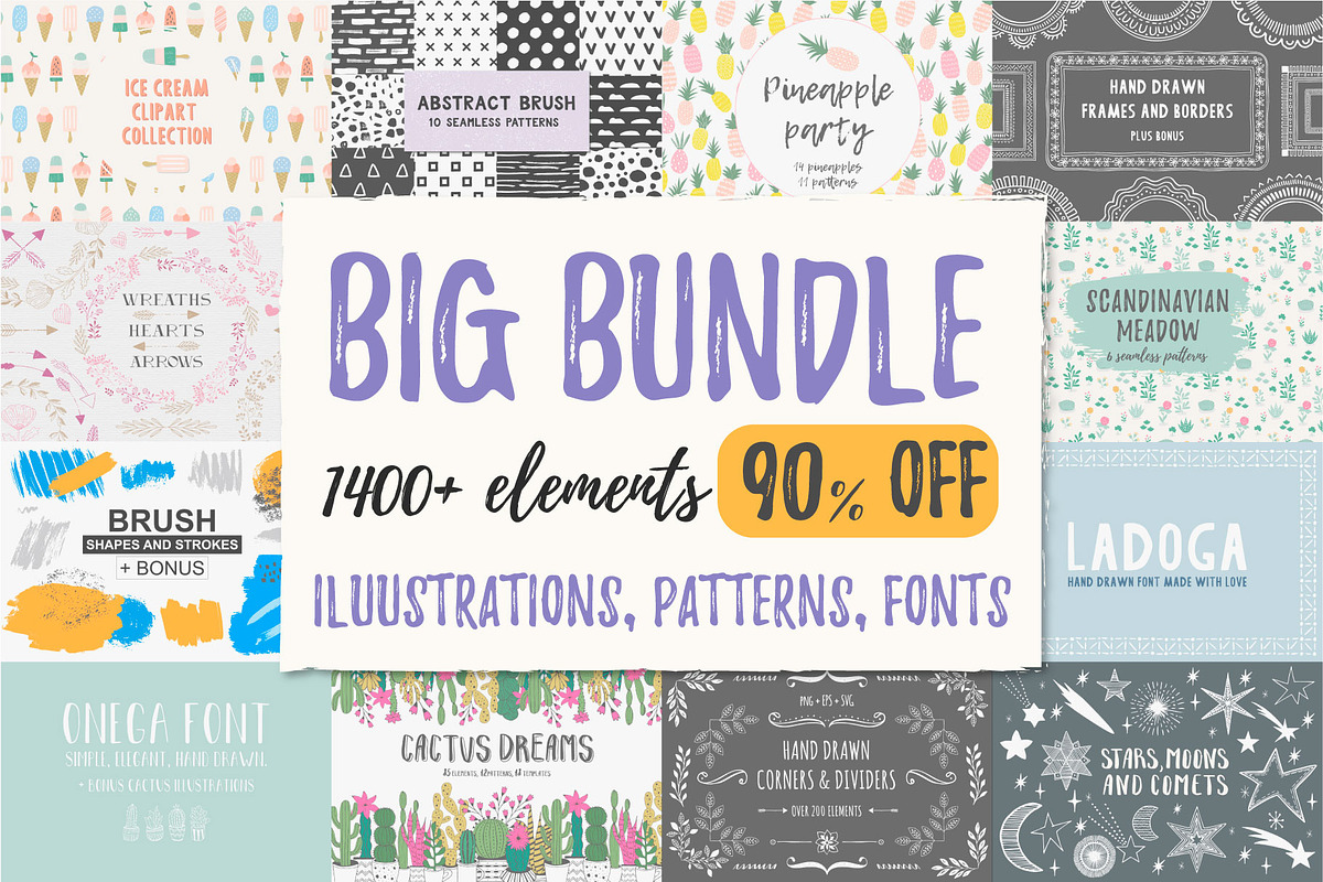BIG BUNDLE - 90% off, an Illustration by Anatartan Design (Photo 1 of 17)