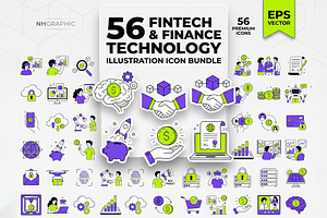 Fintech Icon Bundle EPS Vector Set, an Object Graphic by NH graphic