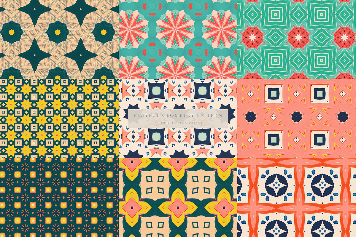 Playful Geometry Seamless Patterns, a Pattern Graphic by Julia Dreams (Photo 5 of 16)