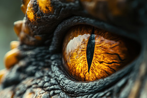 Close-up of a predator dinosaur eye, a Photo by Pavel_design
