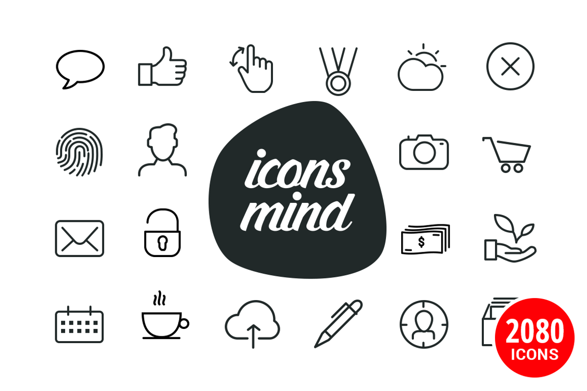 2,080 Icons for iOS, Android & Apps