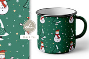 Christmas Snowman and Trees Pattern, a Pattern Graphic by lindoet23 (Thumbnail 2 of 3)