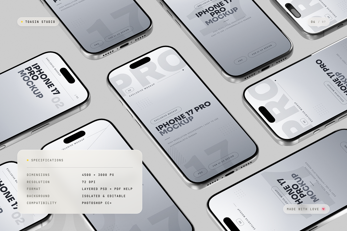iPhone 17 Pro Mockup, an iPhone Mockup by Toasin Studio (Photo 6 of 7)