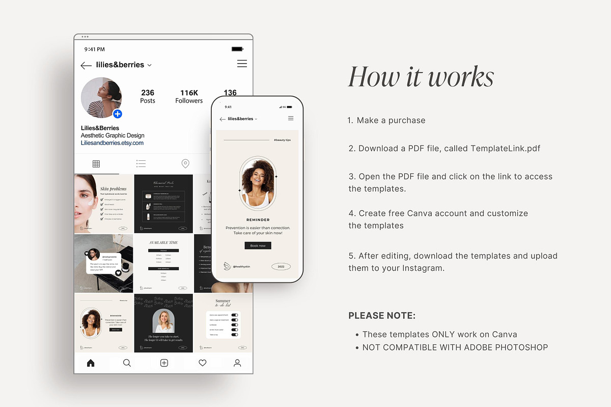 Canva Esthetician templates, a Social Media Template by LiliesandBerries (Photo 4 of 19)