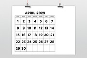2029 Large Number 8.5x11 Calendar, a Stationery Template by Running With Foxes (Thumbnail 2 of 5)