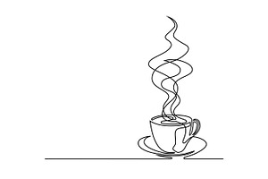 Line Drawing Of Cup Of Coffee