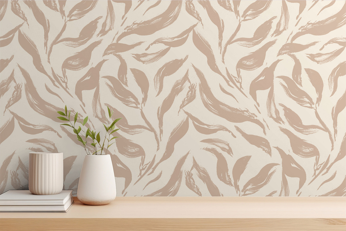 Hand Painted Leaves, a Wallpaper Graphic by MalyskaStudio (Photo 4 of 6)