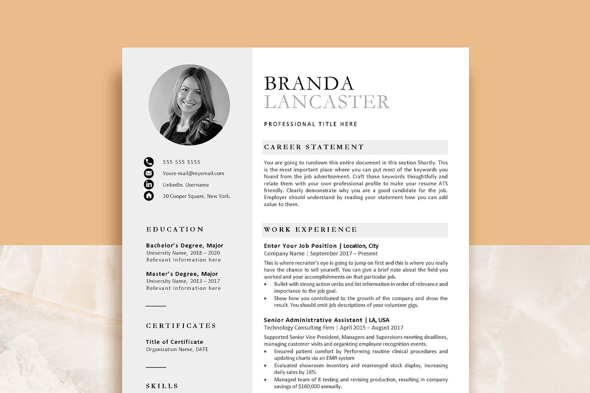 Clean Professional Resume Template, a Resume Template by VictoriousVita (Photo 1 of 8)