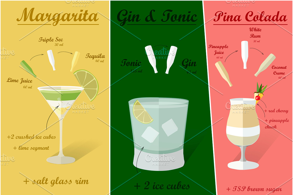 Cocktail Recipes. Vector, a Food Illustration by OS (Photo 5 of 6)