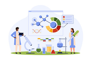 Chemical research in laboratory, an Illustration by Flashvector
