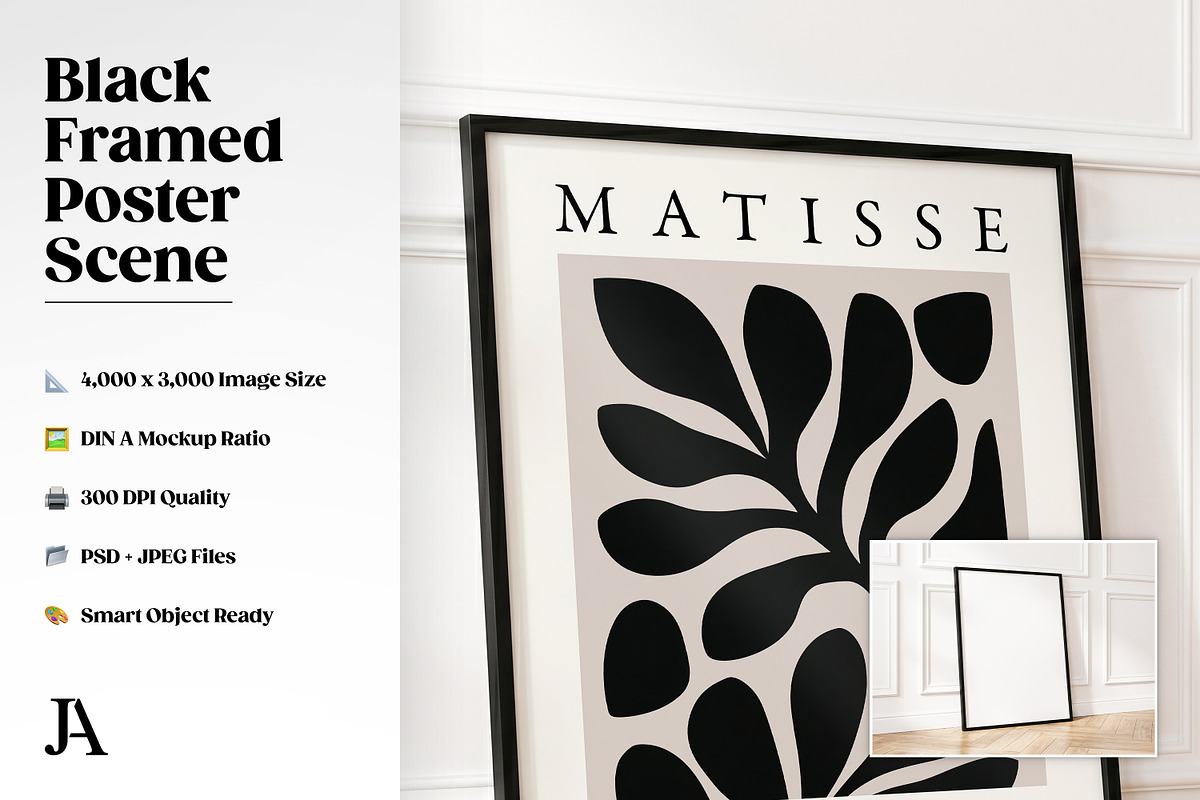 Black Framed Poster DIN A PSD Mockup, a Household Mockup by Julian Adams (Photo 2 of 3)