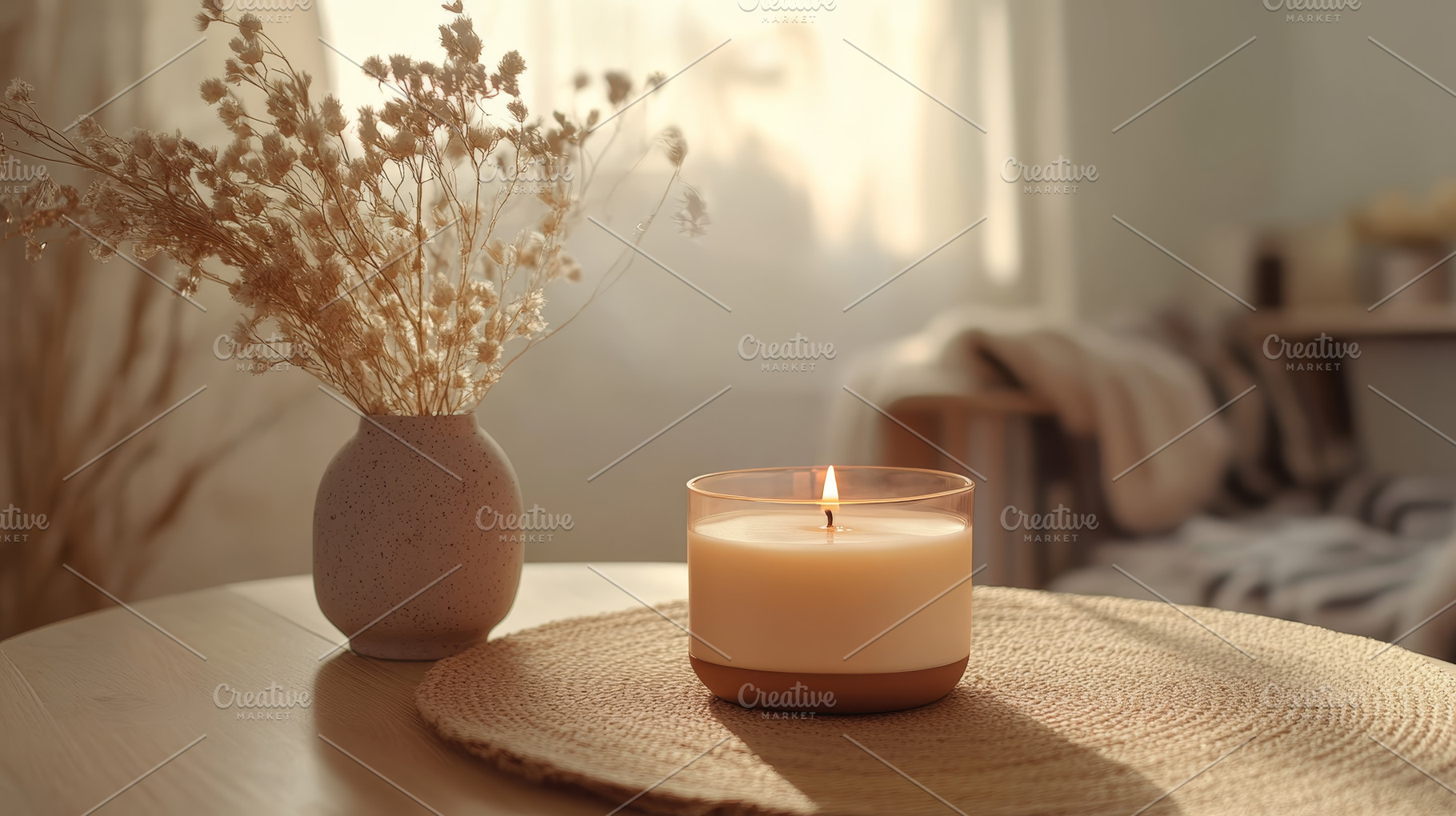 Warm Candlelight in a Cozy Living Room Setting, an Abstract Photo by Natalia Klenova's Shop