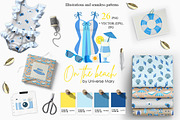 On the beach Vector Clipart Set, a Seasonal Illustration by Universe Mary (Thumbnail 1 of 8)
