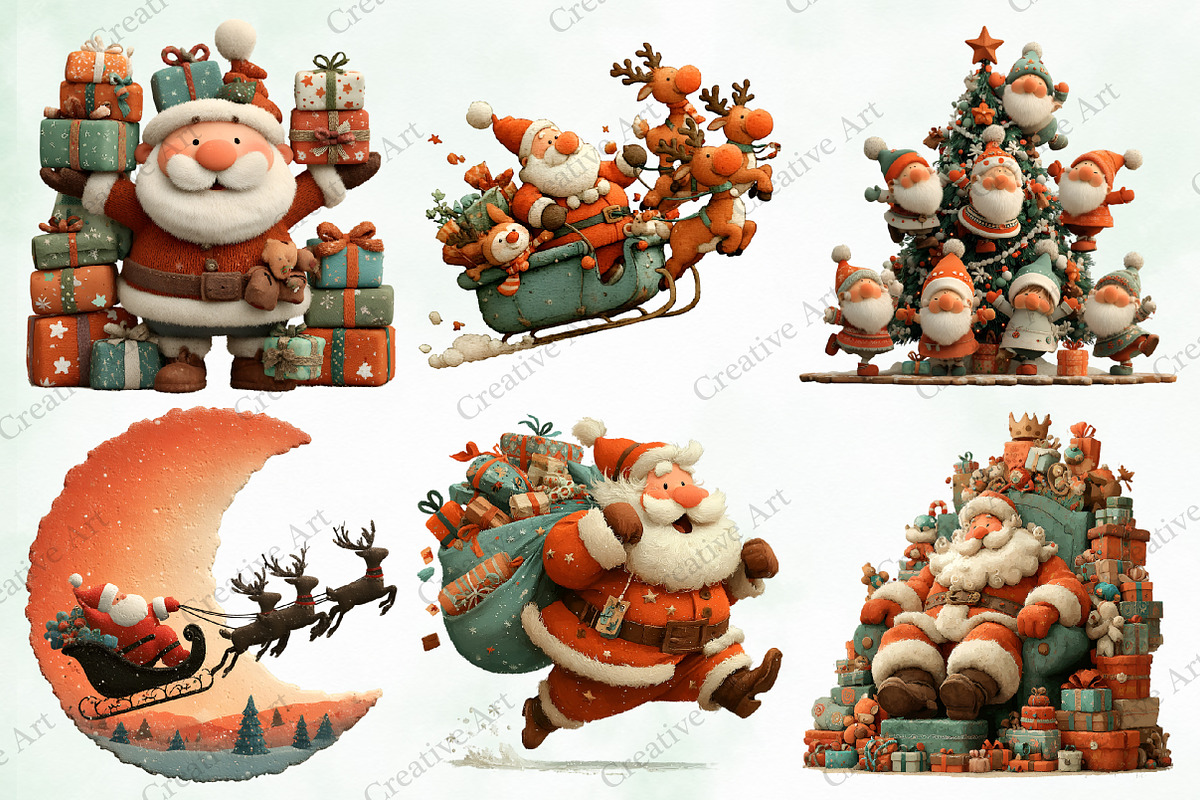 Christmas Santa Clipart Bundle, an Illustration by Creative Art (Photo 6 of 10)