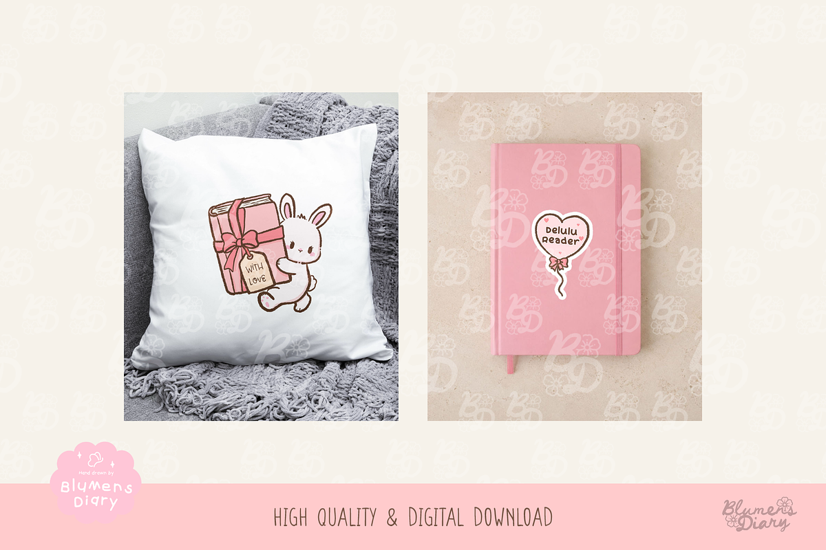 Romance Reader Bunny Clipart, an Animal Illustration by Blumensdiary (Photo 5 of 6)