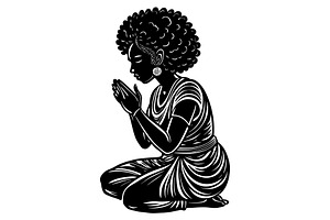 Afro woman pray, an Illustration by Mark1987