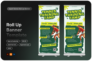 Sport Tennis Roll Up Banner, a Poster Template by Annora Studio