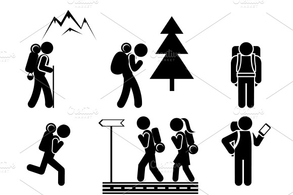 Hiking People Icons