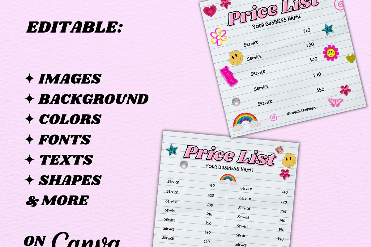 Y2K PRICE LIST Canva Template, a Social Media Template by PLANETSEL (Photo 4 of 4)