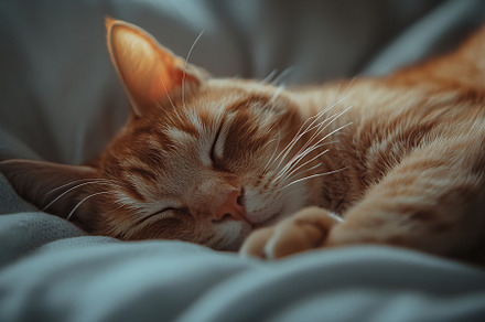 Cat snoozing on a cozy blanket, an Animal Photo by Beautiful things