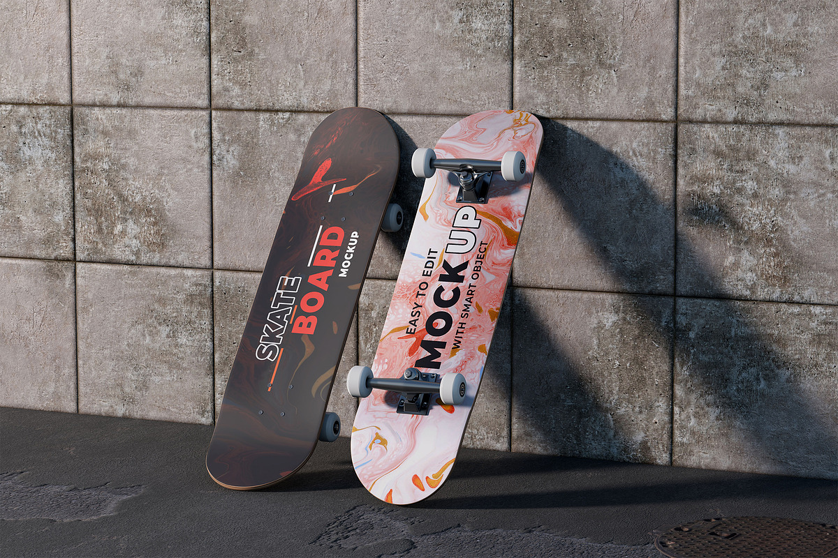 Skateboard Mockup, a Merchandise Mockup by Artlogs x Modaldesain (Photo 1 of 3)