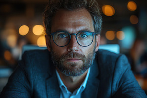 Business professional with glasses f, a Photo by Tanuart
