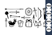 Medieval Weapon Vector Set, an Illustration by designvectx (Thumbnail 1 of 3)