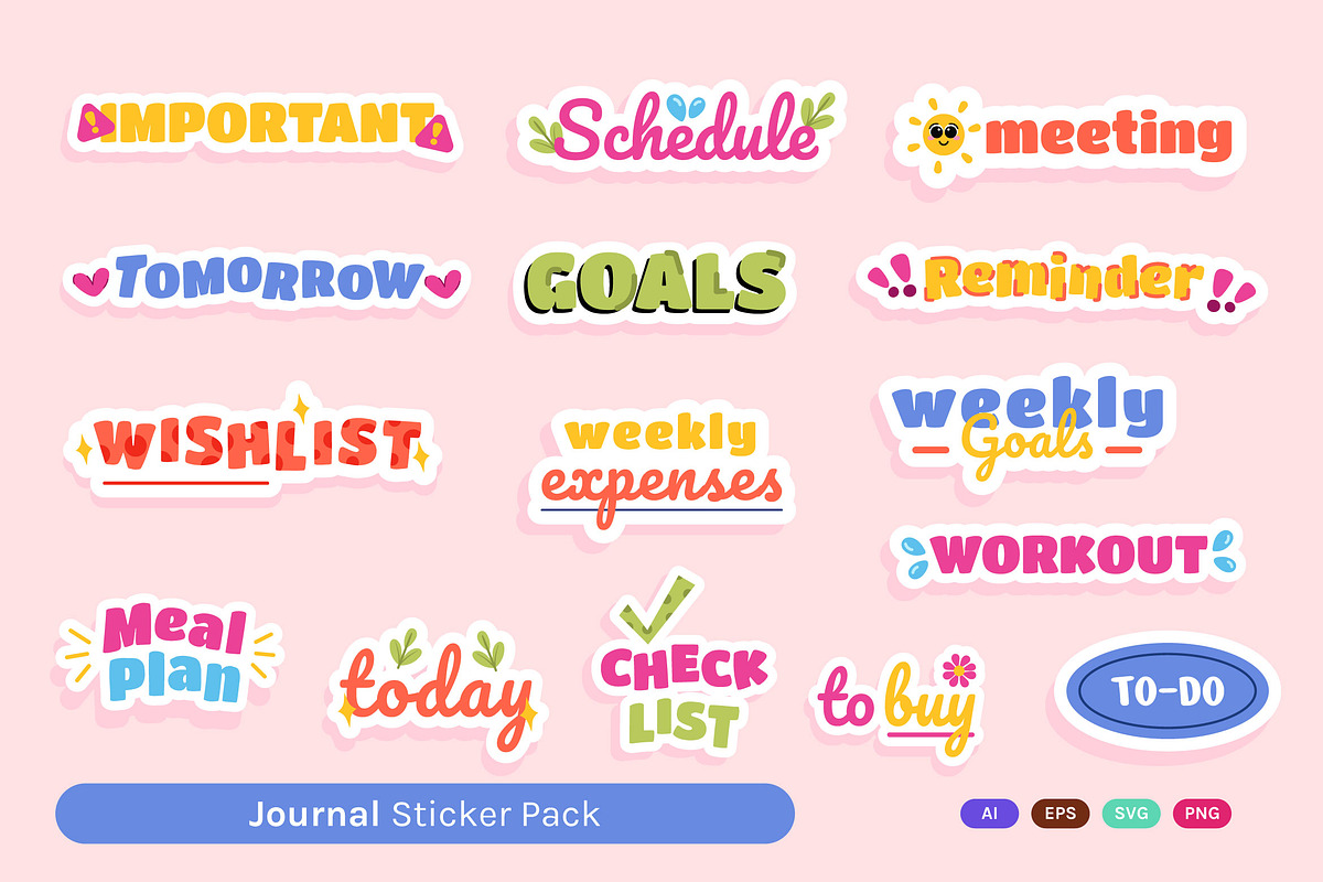 Journal Sticker Illustration Pack, an Object Illustration by MikroType Std