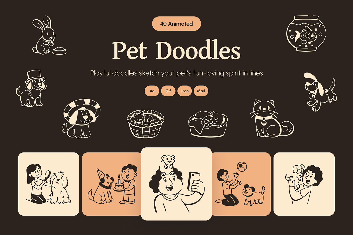 Animated Pet Icon Art Set, an Outline Icon by Vectors Market (Photo 1 of 4)